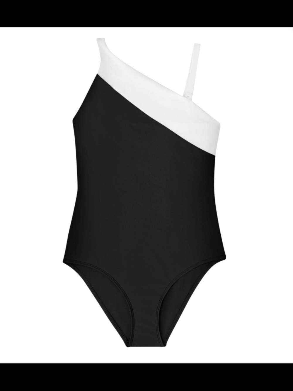 One-Shoulder Black and White One-Piece Swimsuit